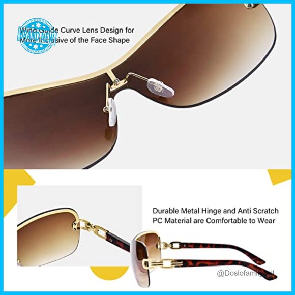 Y2K Sunglasses Wrap Around Rimless Trendy Retro Fashion Statement main image 7